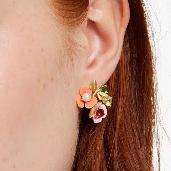 Kate Spade Pink and Green Floral Earrings - Picture 3 of 4